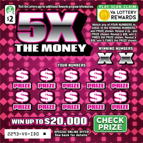 5X The Money scratch-off ticket