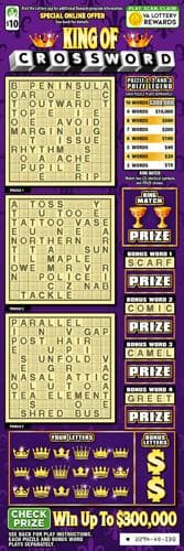 King of Crossword scratch-off ticket