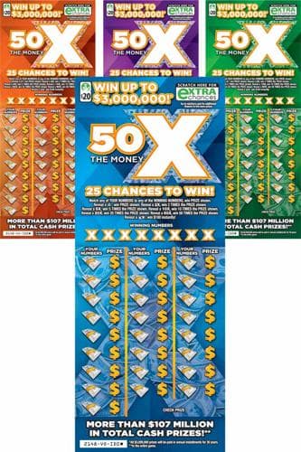 50X The Money scratch-off ticket