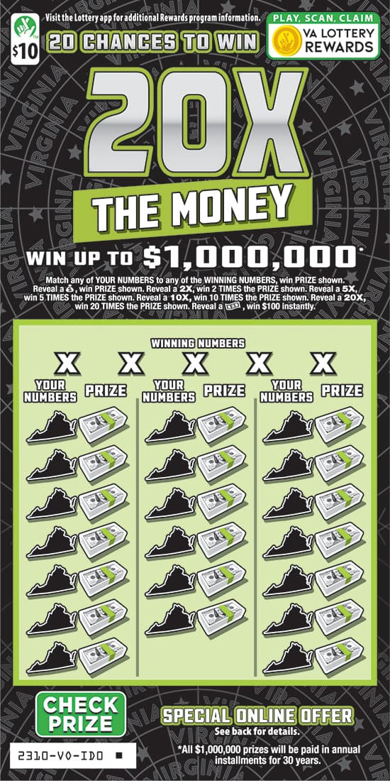 20X The Money scratch-off ticket