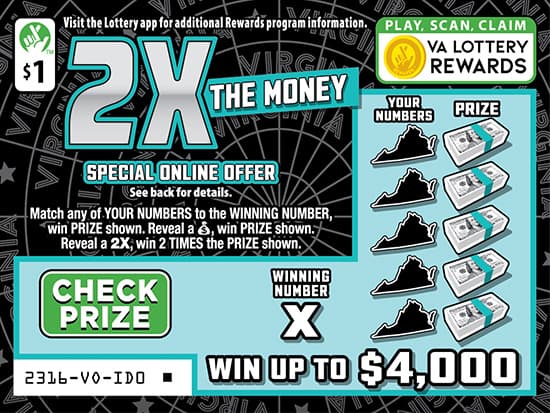 2X The Money scratch-off ticket
