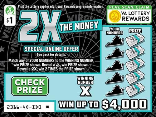 2X The Money scratch-off ticket