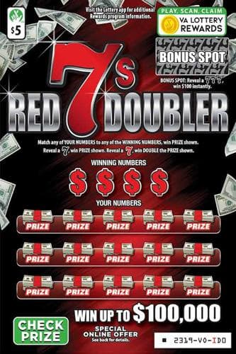 RED 7S DOUBLER scratch-off ticket
