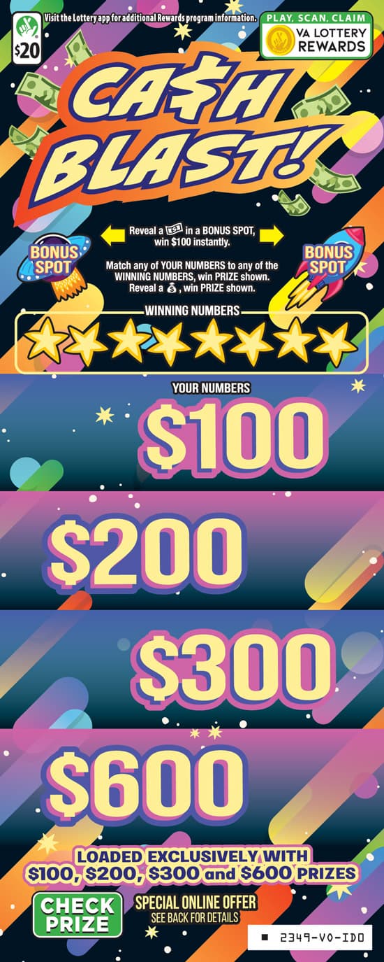 CASH BLAST scratch-off ticket