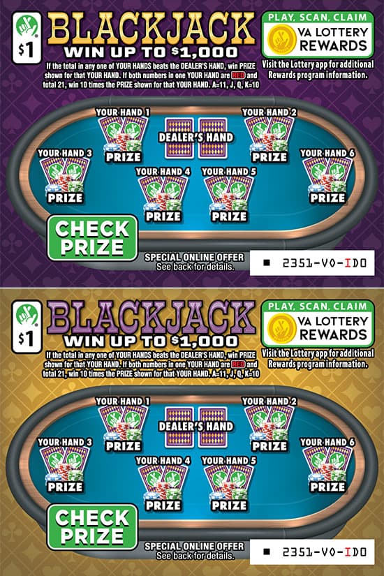 Blackjack scratch-off ticket