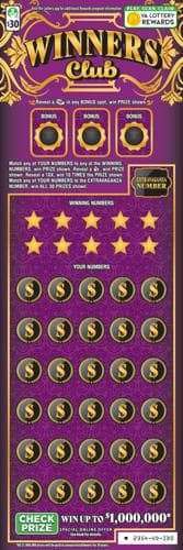 WINNERS CLUB scratch-off ticket