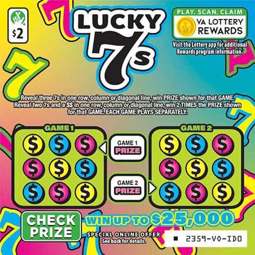 Lucky 7s scratch-off ticket