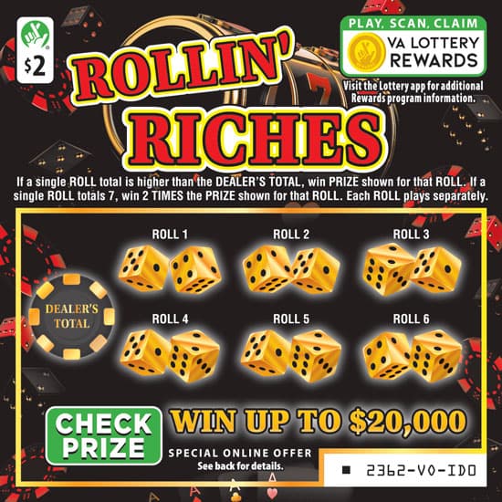 Rollin Riches scratch-off ticket