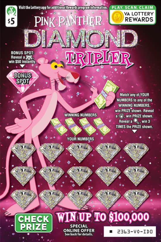 PINK PANTHER DIAMOND TRIPLER scratch-off ticket