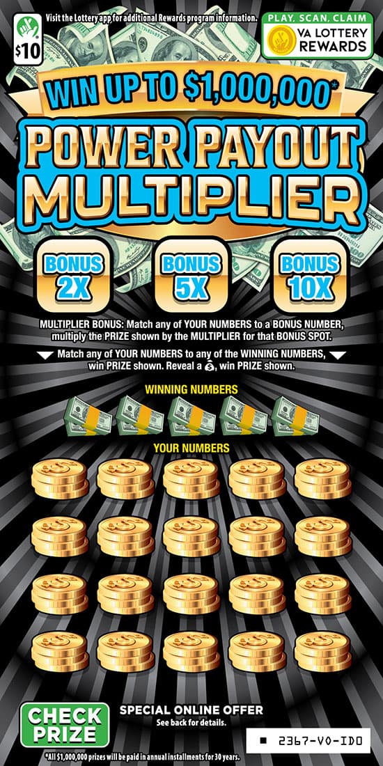 Power Payout Multiplier scratch-off ticket