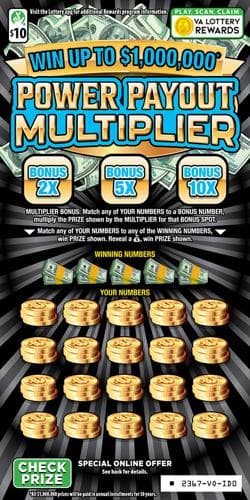 Power Payout Multiplier scratch-off ticket