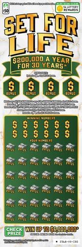 SET FOR LIFE scratch-off ticket