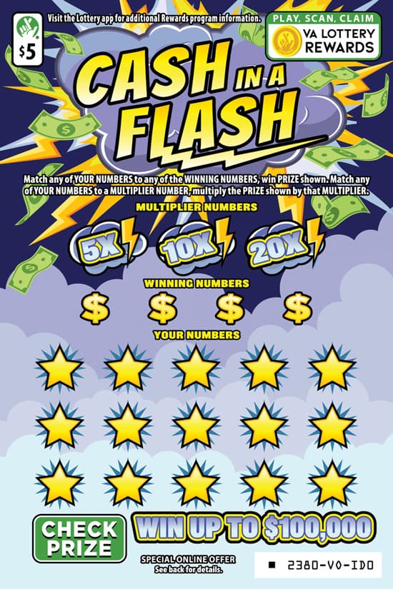 Cash in a Flash scratch-off ticket