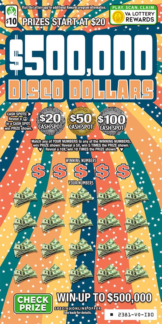 $500,000 Disco Dollars scratch-off ticket