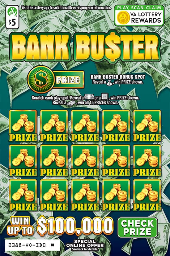 BANK BUSTER scratch-off ticket