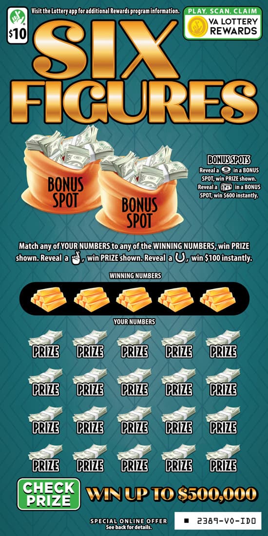 SIX FIGURES scratch-off ticket