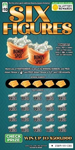 SIX FIGURES scratch-off ticket