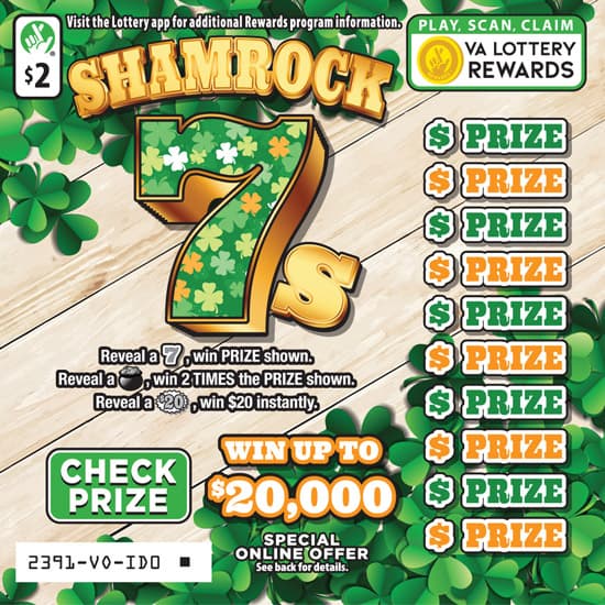 SHAMROCK 7S scratch-off ticket