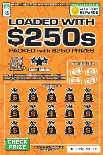 LOADED WITH $250S scratch-off ticket