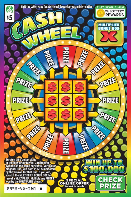CASH WHEEL scratch-off ticket