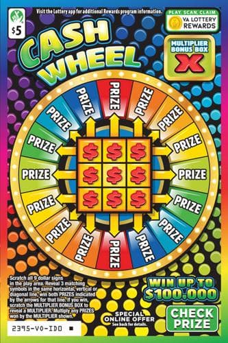 CASH WHEEL scratch-off ticket