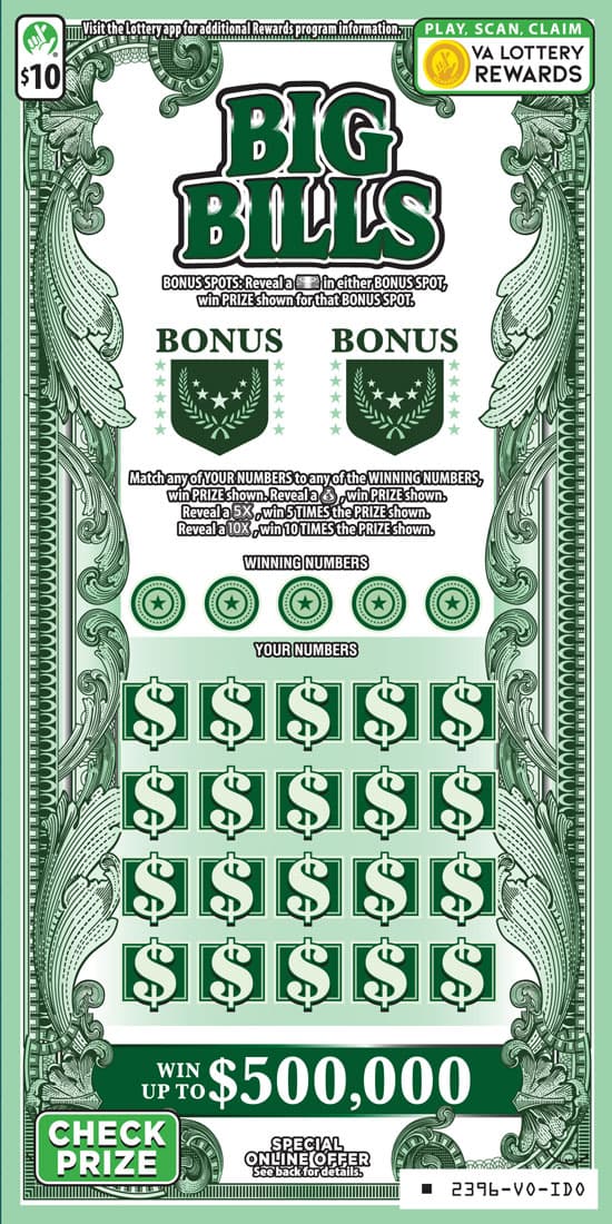BIG BILLS scratch-off ticket