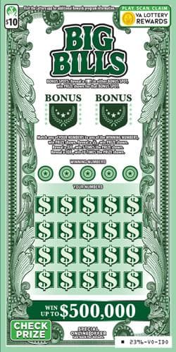 BIG BILLS scratch-off ticket