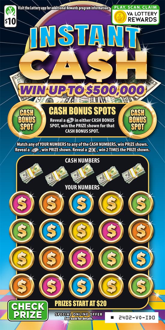Instant Cash scratch-off ticket