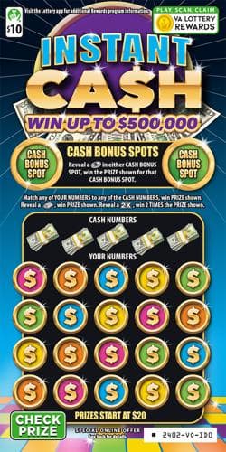 Instant Cash scratch-off ticket