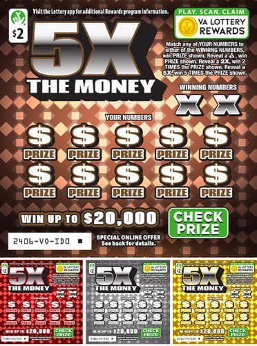 5X THE MONEY scratch-off ticket