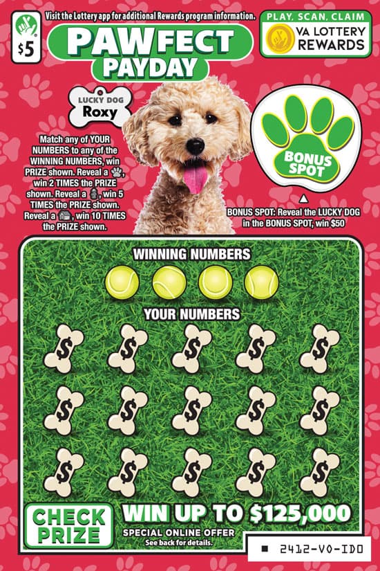 PAWFECT PAYDAY scratch-off ticket