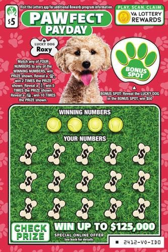 PAWFECT PAYDAY scratch-off ticket