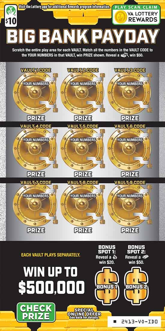 BIG BANK PAYDAY scratch-off ticket
