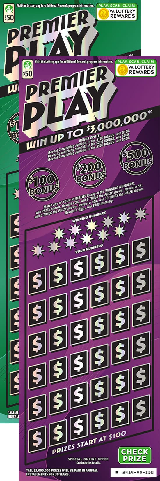 PREMIER PLAY scratch-off ticket