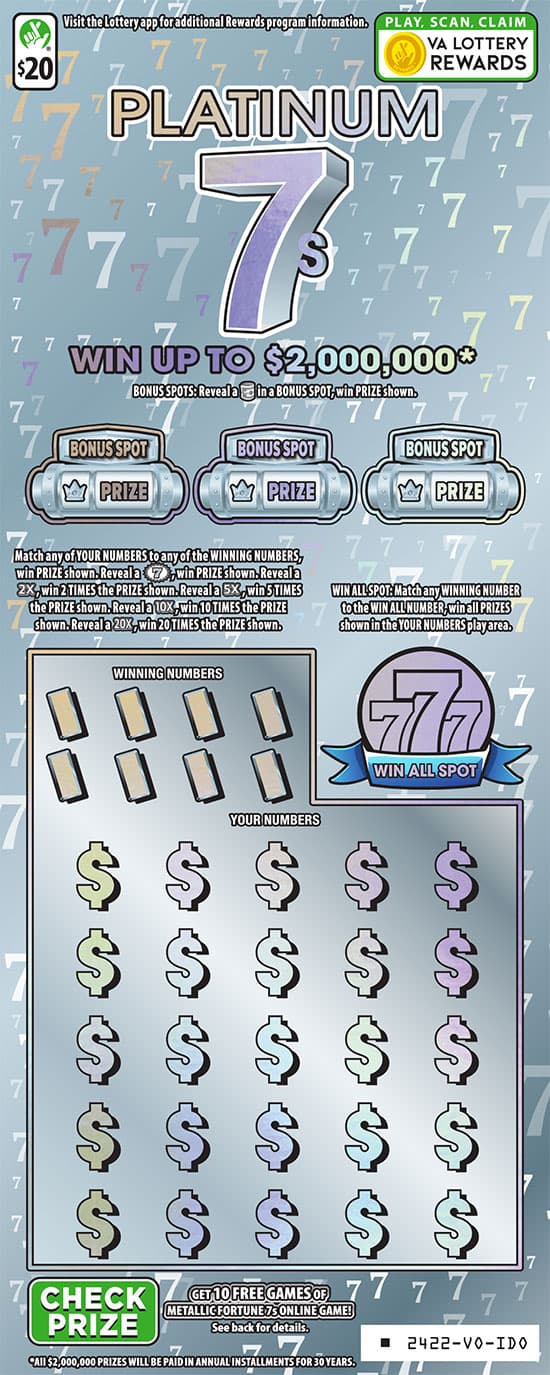 Platinum 7s scratch-off ticket