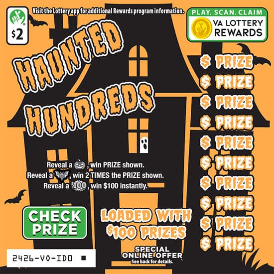 HAUNTED HUNDREDS scratch-off ticket