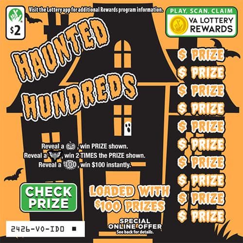 HAUNTED HUNDREDS scratch-off ticket