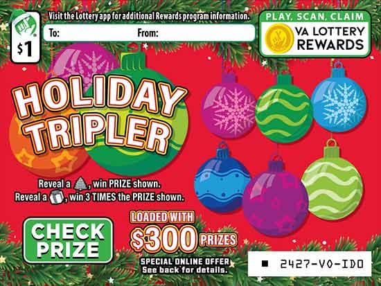 HOLIDAY TRIPLER scratch-off ticket