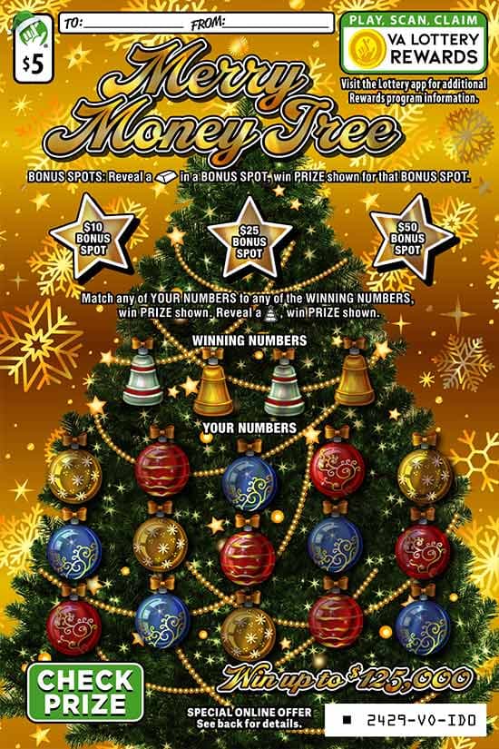 MERRY MONEY TREE scratch-off ticket