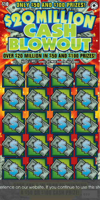 $20 MILLION CASH BLOWOUT scratch-off ticket
