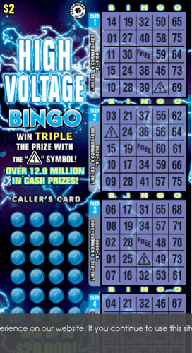 HIGH VOLTAGE BINGO scratch-off ticket