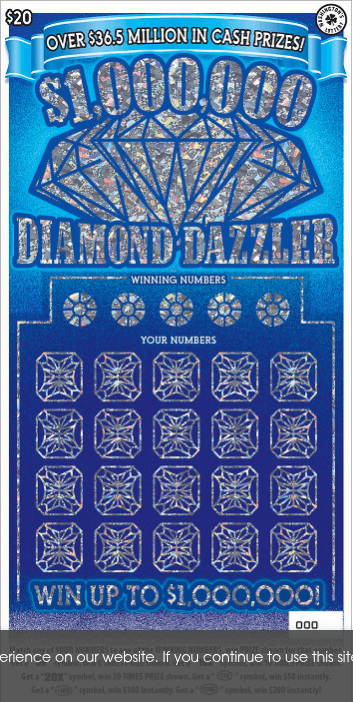 $1,000,000 DIAMOND DAZZLER scratch-off ticket