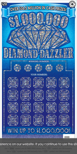 $1,000,000 DIAMOND DAZZLER scratch-off ticket