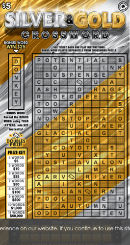 SILVER & GOLD CROSSWORD scratch-off ticket