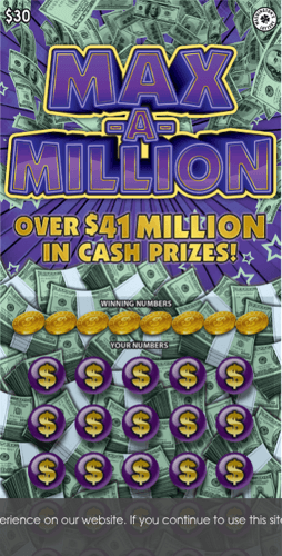 MAX-A-MILLION scratch-off ticket