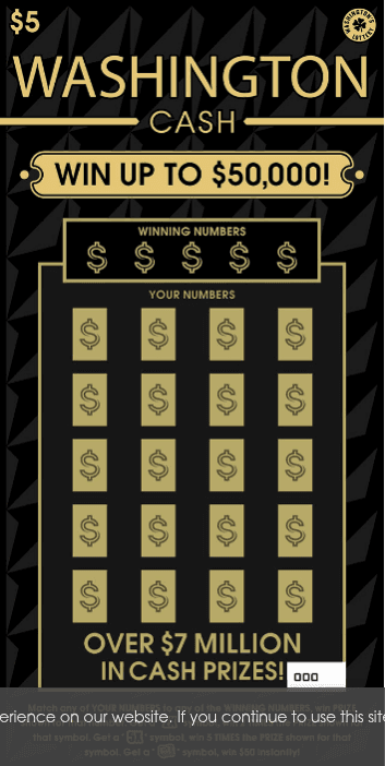 WASHINGTON CASH scratch-off ticket