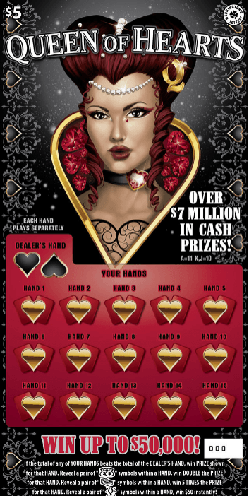 QUEEN OF HEARTS scratch-off ticket