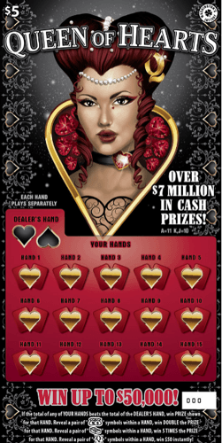 QUEEN OF HEARTS scratch-off ticket