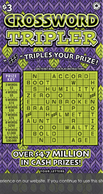 CROSSWORD TRIPLER scratch-off ticket