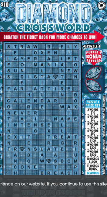 DIAMOND CROSSWORD scratch-off ticket